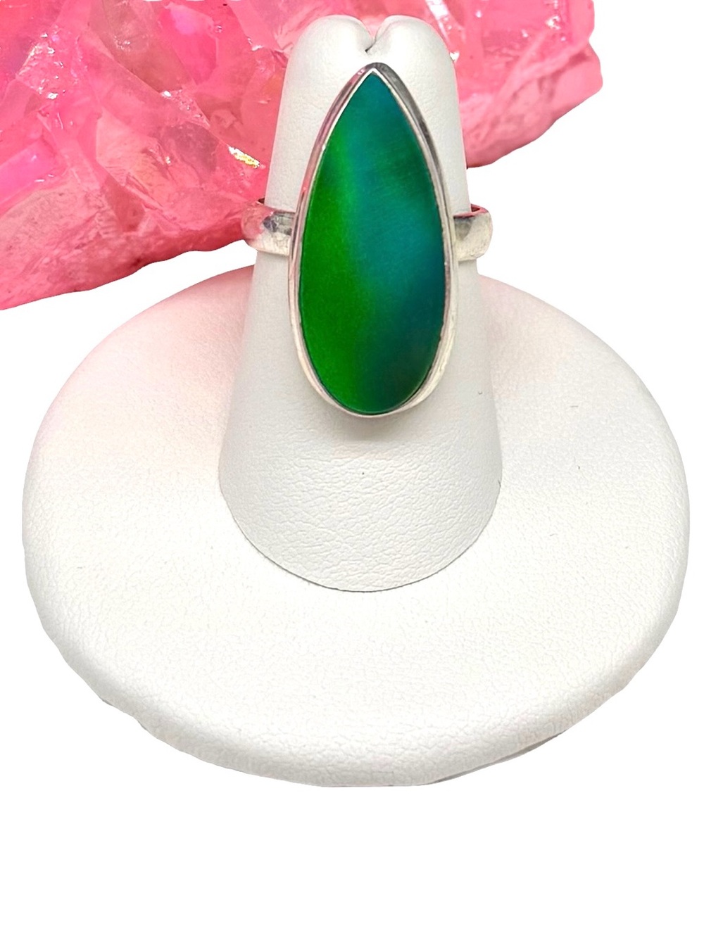 Green Aura Aurora Fire Opal Ring Size 6 Solid 925 Sterling Silver